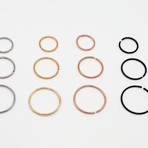 22G Surgical steel Nose Hoop, Thin Nose Hoop, Nose Piercing, Nose Ring, Gold Nose Hoop, Black Nose Hoop.