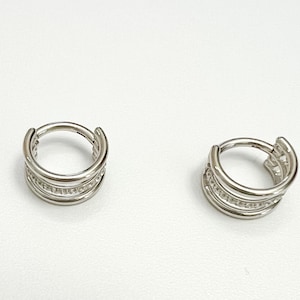 16g Surgical Steel Triple Daith Hoop Ring, Conch Hoop Ring, Hinge Triple Hoop, Cartilage Triple Hoop, Clicker Hoop Ear Piercing