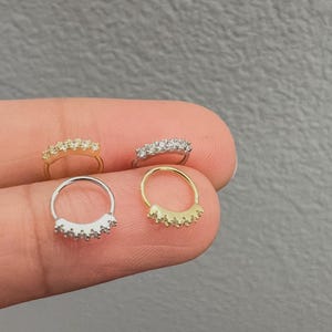 22G Sterling Silver Small Nose Hoop, Cz Nose Hoop, Nose Piercing, Nose Ring, Gold Nose Hoop, Silver Nose Hoop.