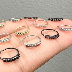 22G Sterling Silver Nose Hoop, Cz Nose Hoop, Nose Piercing, Nose Ring, Gold Nose Hoop, Black Nose Hoop.