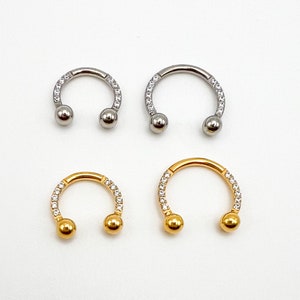 16g Septum Horseshoe, Septum Ring 10mm, Silver or Gold Finish Horseshoe Ring, Horseshoe Septum piercing, Septum piercing