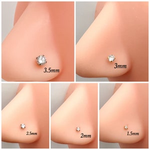 20G Surgical Steel Nose Stud, Screw Back Nose Piercing, Nose Ring, Gold Nose Stud, Diamond Nose Piercing, Nose Ring, Cz Prong Nose Piercing