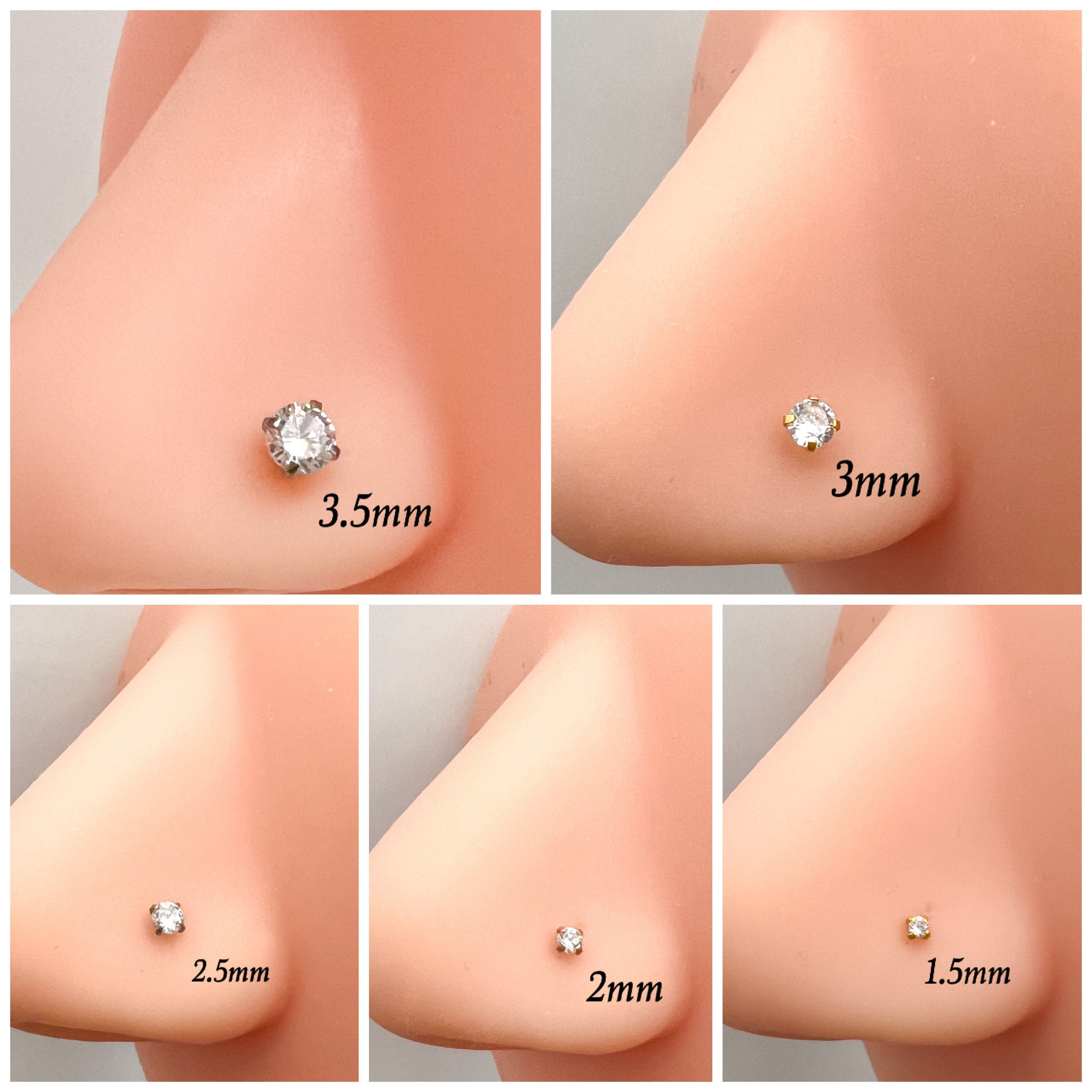 Nose Bones 22 Gauge Clear Nose Retainer Nose Studs 6pcs 22g 3mm