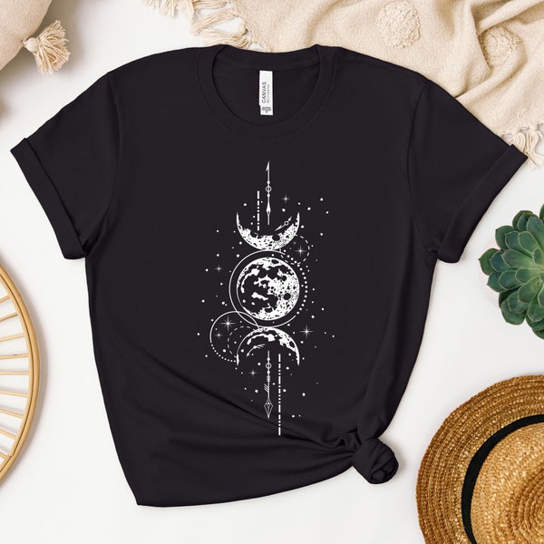 Mystic Moon And Sun Shirt, Mystical Moon Phase Shirt, Moon Phase T-Shirt, Boho Vintage Moon Shirt, Celestial Moon Shirt, Spiritual T-Shirt