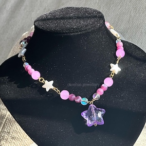 Collar inspirado en Sailor Saturn / Sailor Moon / Collar morado / Collar de estrellas / Collar de estrellas de Sailor Saturn / Hotaru Tomoe