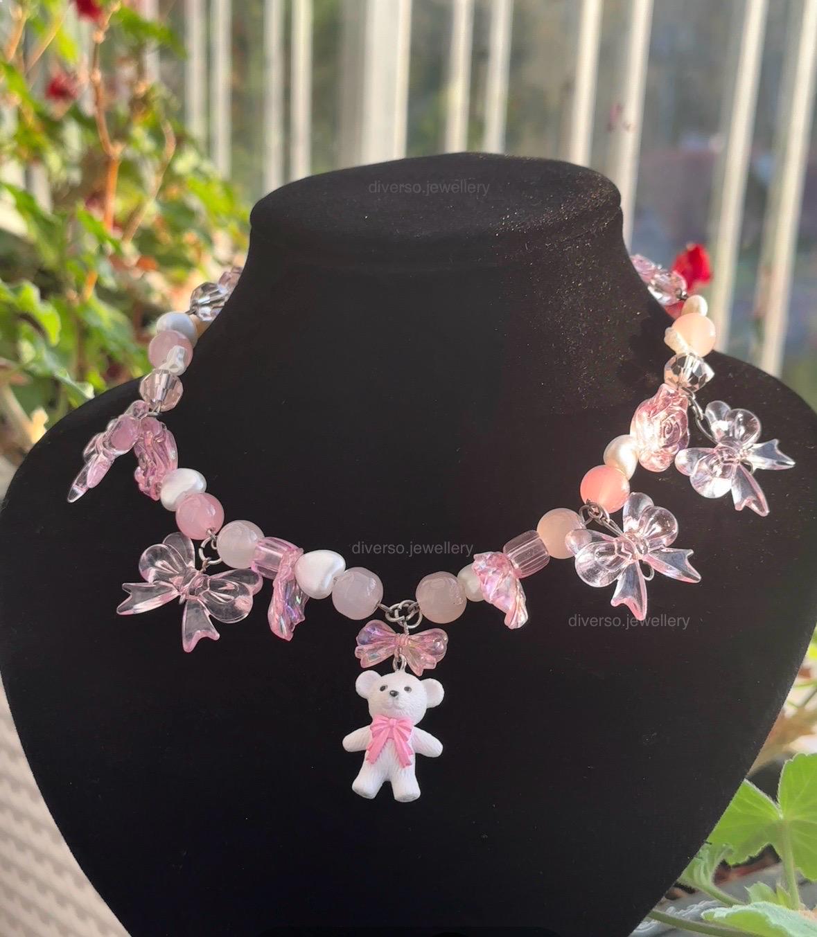 Collana ispirata a Madoka Kaname di Puella Magi Madoka / Madoka Magica / Collana carina Coquette / Gioielli rosa / Kawaii