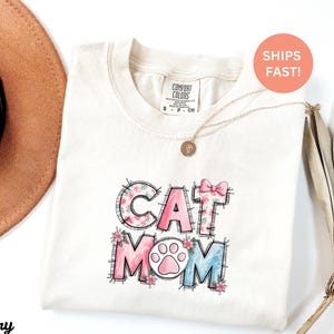Comfort Colors® Cat Mom Shirt, Cute Cat Mom Tee for Women, Funny Cat Shirt, Pet Lover Gift, Cat Mom Gift for Mothers Day, Birthday Gift Tee