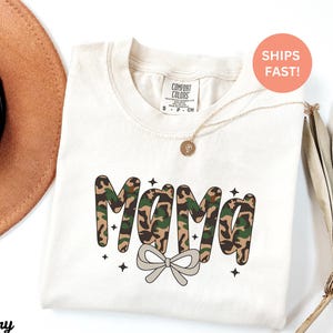 Comfort Colors® Camo Mama Shirt, Cute Camouflage Mom Tee for Women, Hunting Mom Shirt, Outdoor Mama Gift, Mothers Day Gift, Country Mom Tee