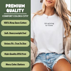 Premium Quality Unisex T-Shirt, It's Giving HR Vibes, Soft Heavyweight Feel, High-Quality DTG Print, True to Size Fit