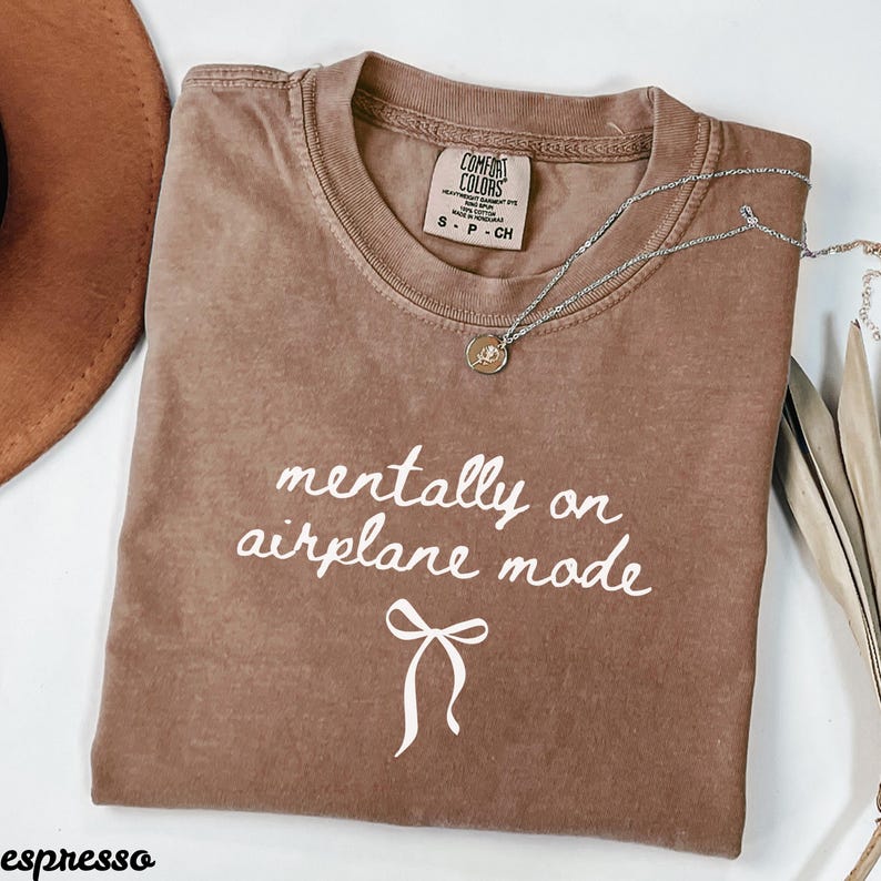 Mentally on Airplane Mode Shirt, Funny Graphic Tee, Casual Unisex T-Shirt, Relaxed Fit Travel Shirt, Cute Comfy Quote Top