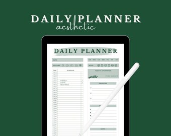 Digital Daily Planner (UNDATED), iPad Planner, Printable Planner, Aesthetic Life Planner (Pine)