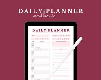 Digital Daily Planner (UNDATED), iPad Planner, Printable Planner, Aesthetic Life Planner (Rose)
