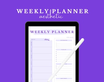 Digital Weekly Planner (UNDATED), iPad, iPhone, and MacBook Planner, Compatible with GoodNotes, Printable Planner, Aesthetic Planner (Tulip)