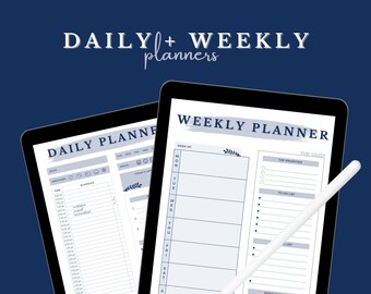 Digital Daily + Weekly Planner Bundle (UNDATED), iPad Planner, GoodNotes, Printable Planner, Aesthetic Life Planner (Sea)