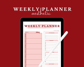 Digital Weekly Planner (UNDATED), iPad, iPhone, and MacBook Planner, Compatible with GoodNotes, Printable Planner, Aesthetic Planner (Love)