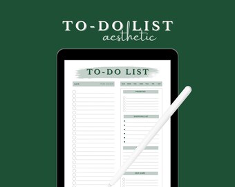 Digital To-Do List (UNDATED), iPad Planner, GoodNotes, Printable Planner, Aesthetic Life Planner (Pine)