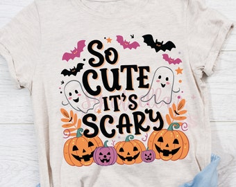So Cute it’s Scary PNG, Spooky Kids Shirt, Halloween Toddler T-Shirt, Cute Ghost, Spooky Season Kids Tees, Halloween Kids