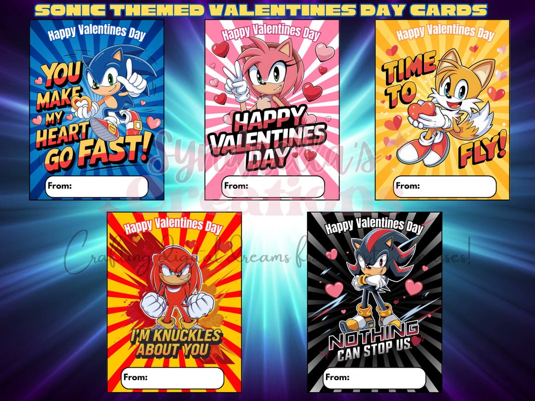 2026 Sonic Hedgehog Valentine Cards | Kids Valentine Cards | Printable ...
