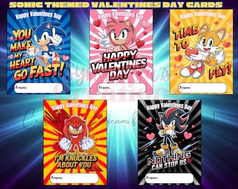Sonic Hedgehog Valentine Cards | Kids Printable Valentines (instant ...