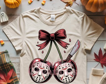 Jason Voorhees Png, Halloween Cherry Png, Jesienna Dynia Png, Halloween Cheeries Kokietka Png, Jesień Png, Koszula na Halloween, Kokarda Wiśniowa png