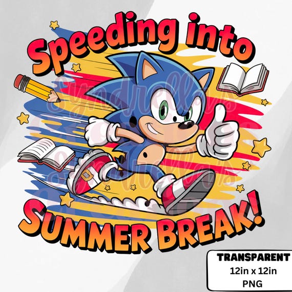 Sonic Summer Break Png, Last Day of School Png, Cartoon Kids