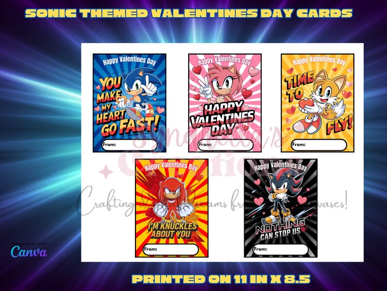 2026 Sonic Hedgehog Valentine Cards | Kids Valentine Cards | Printable ...