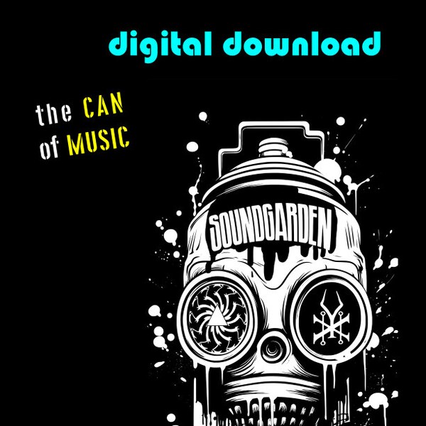 Soundgarden, digitale Datei, für Wandkunst, Dekoration, Druck auf T-Shirts, Originalillustration, Schwarzweiß, Geschenk, Grunge-Stil