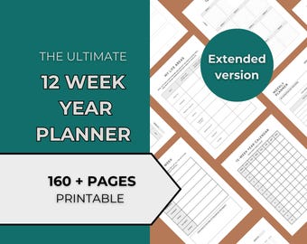 12 Week Year Planner Printable: Extended Version, Goal Setting (Digital Download)