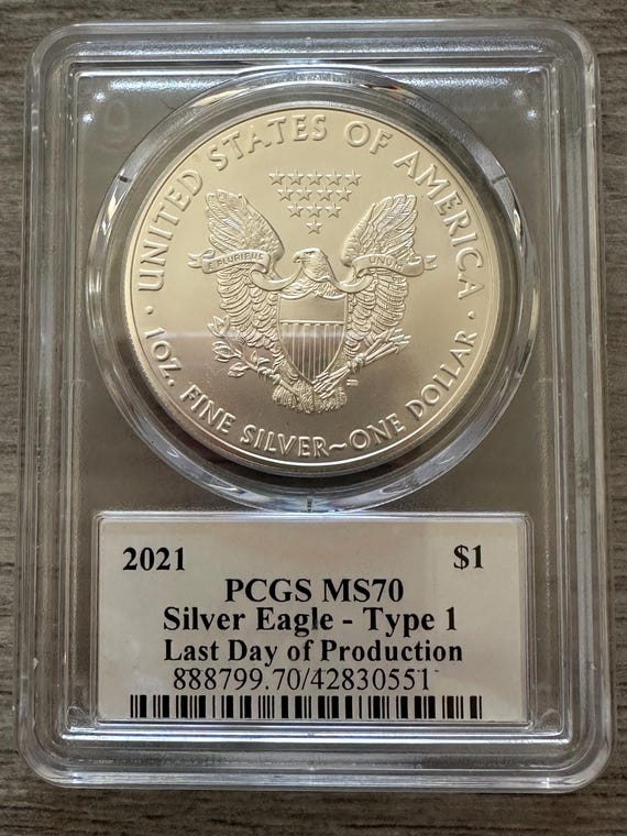 【新品】シルバー イーグル銀貨2021 Eagle PCGS MS70 T1 2021- アメリカン シルバー イーグル- PCGS- MS70- T1- 生産最終日
