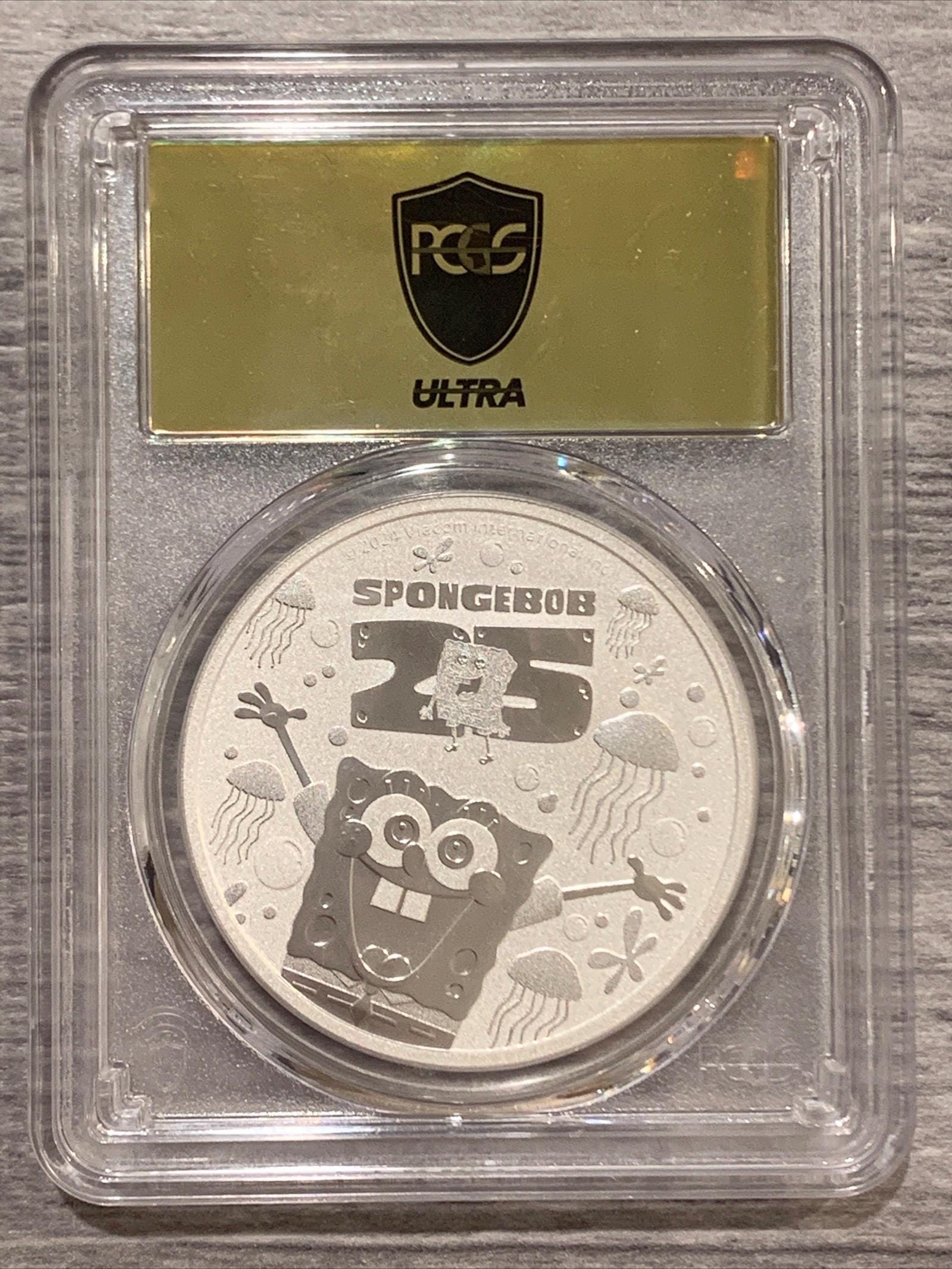2024- Tuvalu- SpongeBob SquarePants- PCGS- MS70- Ultra Breaks Pop Culture- Gold Rush- 1/28