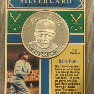 1992- Babe Ruth “The Great Bambino”- 1 onça .999 Silver Card Trading Card