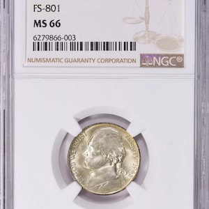 1945 P- Jefferson Nickel- DDR- FS801- NGC MS66