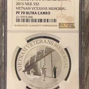 2015- Niue- Monuments- Vietnam Veterans Memorial- NGC- PF70UC- Early Release
