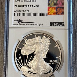 2008 W- American Silver Eagle- NGC- PF70 Ultra Cameo- John Mercanti/ Reagan