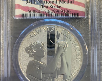 2011 W- 9/11 Silver National Medal- PCGS- PR70 DCAM- First Strike