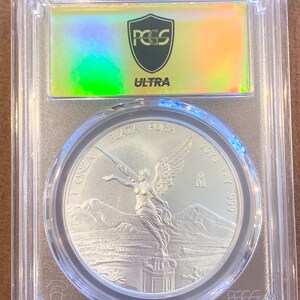 2023-Mo- Mexico Onza Silver Libertad- PCGS- MS70- Ultra Breaks- Gold Label- Population 100