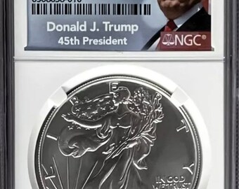 2022 W- Burnished American Silver Eagle- NGC- MS70- Advanced Release- Donald J. Trump 45 Label