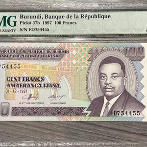 1997- Burundi-Banque de la République- 100 Francs- Pick# 37b- PMG- 68EPQ- Superb Gem