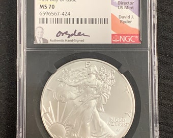 2023- American Silver Eagle- NGC- MS70- FDOI-David Ryder Signature