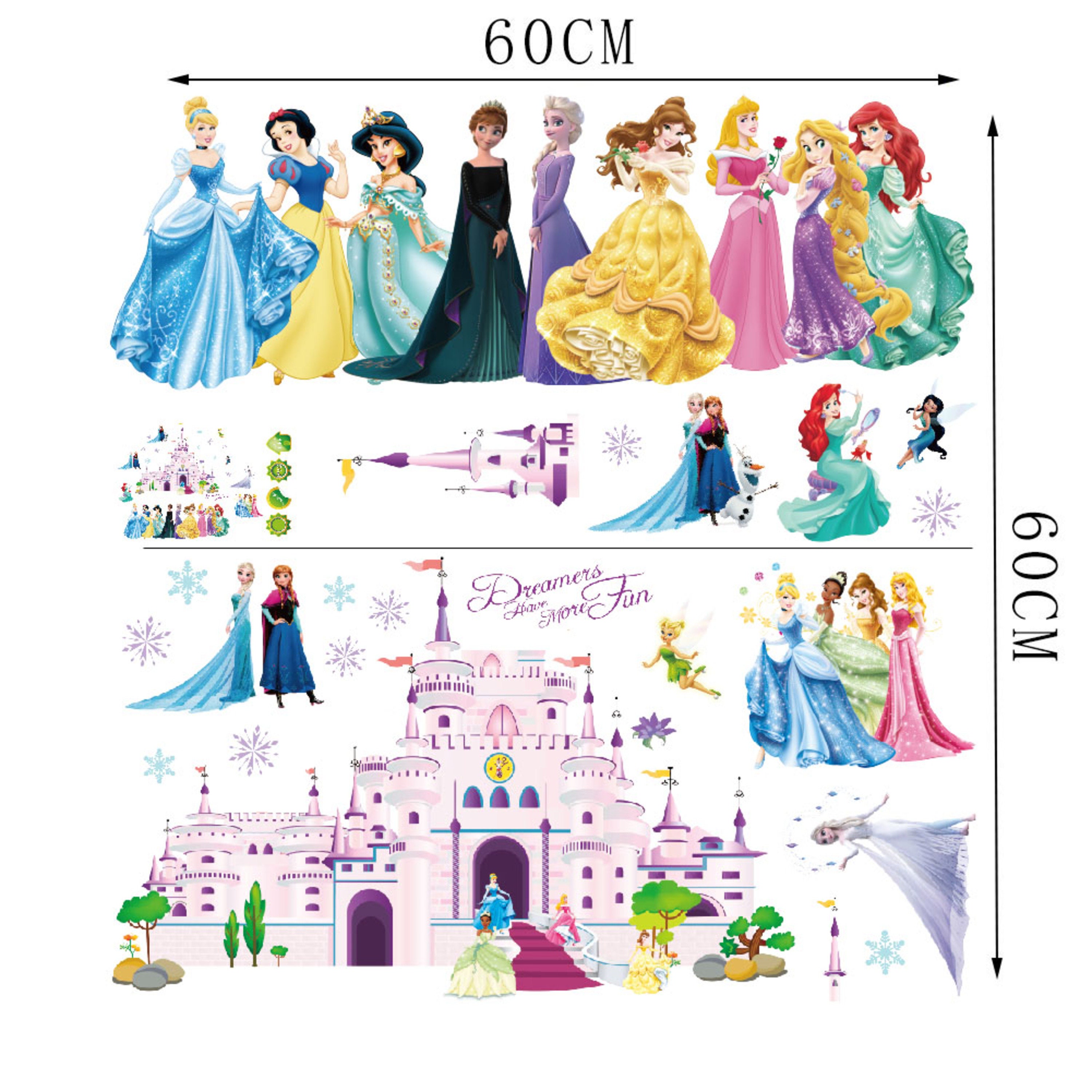 Cartoon Castle Lovely Princess Wall Stickers for Kids Room Home Mural ...