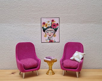 Petit salon fuchsia complet Lundby