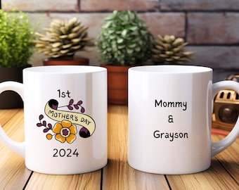 First Mother's Day 2024 Personalized 11 oz. Coffee Cup, Mother's Day coffee mug, New Mom coffee mug, Unique gifts, Custom Mother's Day cup