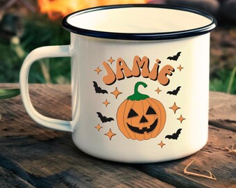 Jack O 'Lantern Emaille Camp Tasse | Halloween-Trinkgefäß