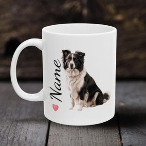 Personalized Border Collie Mug | Gift for Pet Owner | Custom name coffee cup for Dog Lover | Pet portrait | Free Shipping | Gifts under 25