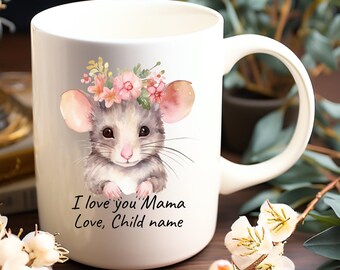 Taza de cerámica personalizada con forma de ratón, regalo para el Día de la Madre