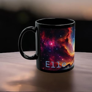 Far away Galaxy Black Ceramic Mug (11oz) Cosmos Coffee cup | Stars gazer coffee cup | Astronomical gift | Astronomical Mug | Astronomy cup