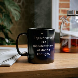 The Universe Black Ceramic Mug (11oz) Manifestation Coffee cup | Stars gazer coffee cup | Astronomical gift | Cosmic saying | Astronomy