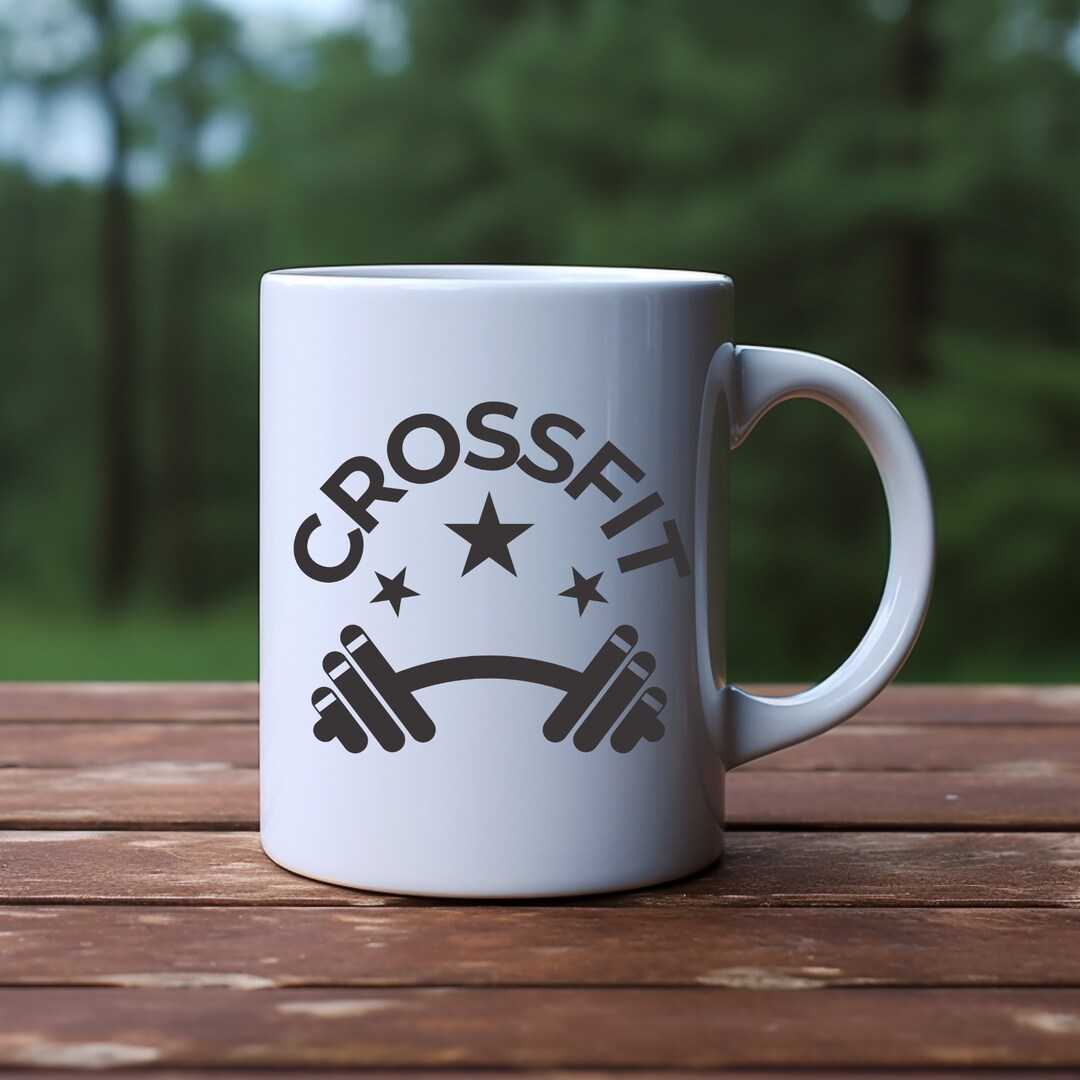 Crossfit Barbell Graphic White Ceramic Coffee Cup 11oz Weightlifters