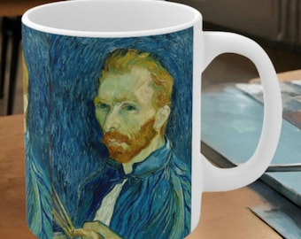 Self Portrait white ceramic art mug | 11 oz size