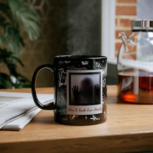 Halloween Black Ceramic Mug scary saying Goth Mug Coffee cup Fall Decor for horror themed kitchen gift for him or her with free shipping